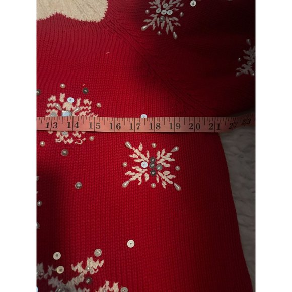 Vintage Casa Maglia Christmas Holiday Sweater Rhinestones Size L - Picture 10 of 10
